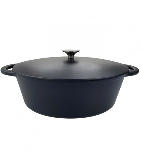 Cocotte en fonte - BAUMALU - 336408 - Ovale 33 cm - Noir mat