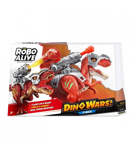 Dinosaure interactif - ZURU - ROBO ALIVE Dino Wars T-Rex - Marche et rugit - Armure défensive - Lance-missile