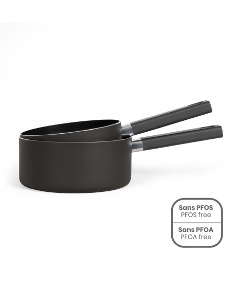Set de 2 casseroles - LIVOO - MEP154N - Antiadhésif sans PFOA ni PFOS - Manche silicone - Tous feux dont induction