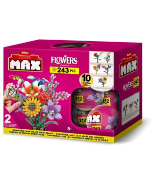 Set de construction - ZURU - Long Flowers - 243 pieces max - 10 designs - Bouquet a assembler