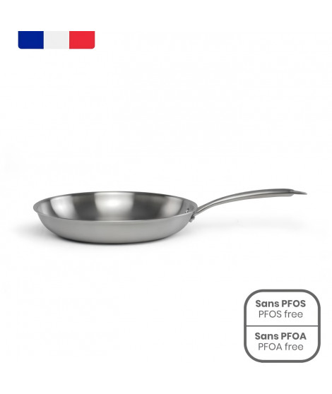 Brigade - Poele en acier inoxydable 20 cm - LIVOO - MEP157 - Acier inoxydable Triply - Tous feux dont induction - Made in France