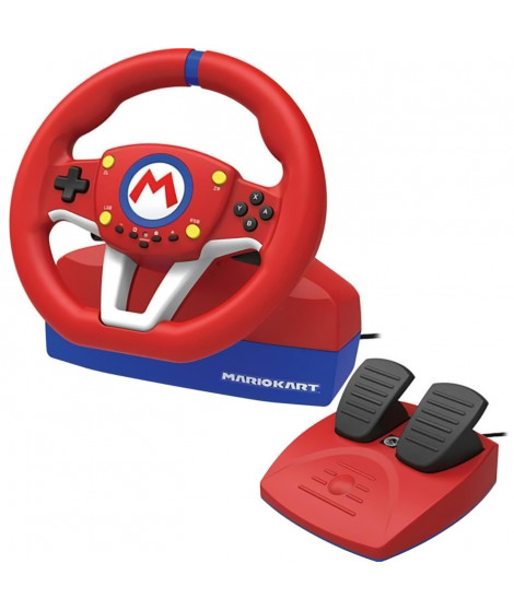 Hori - Volant de course Wheel Pro Mini Mario Kart avec pédales pour Nintendo Switch - Rouge et bleu