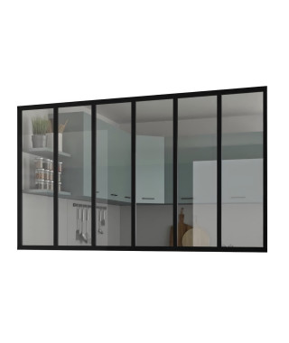 Kit verriere fixe - OPTIMUM - Aluminium - 6 carreaux - H117 X L201,5 cm - Noir