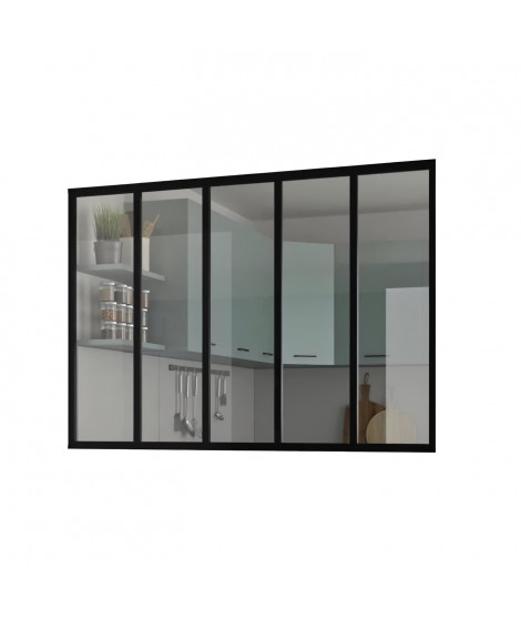 Kit verriere fixe - OPTIMUM - Aluminium - 5 carreaux - H117 X L168,5 cm - Noir