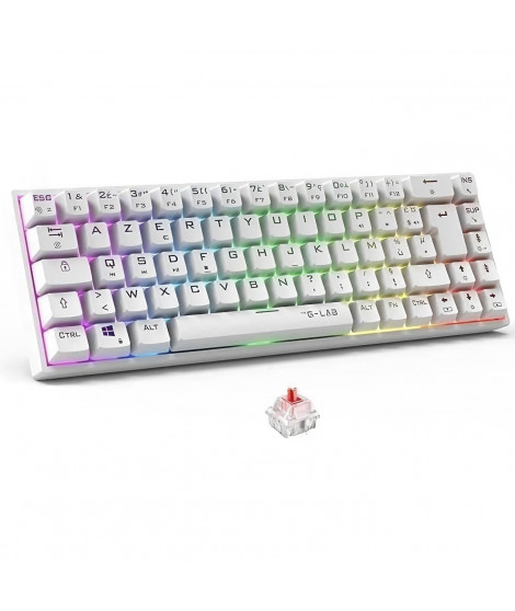 Clavier Gamer sans fil - The G-Lab - KEYZ TITAN - Mécanique (Switch Rouge) - Azerty - Triple mode - RGB - Blanc