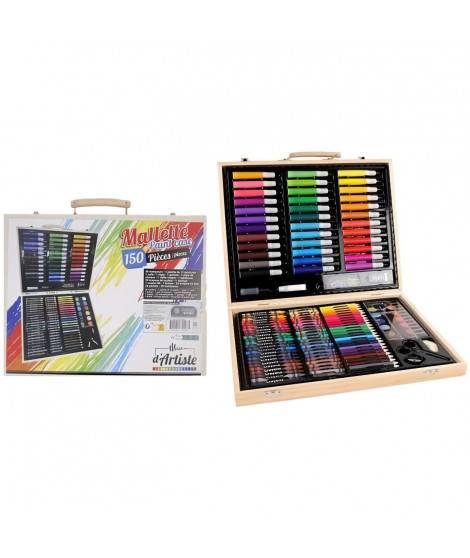 Mallette de dessin - MAIN D'ARTISTE - 150 Pieces - Loisir Créatif - Des 5 ans