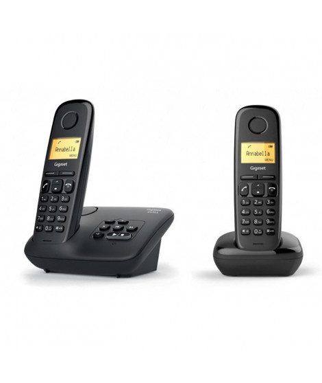 Téléphone Fixe GIGASET A 170 A Duo Noir - Répondeur - Écran rétroéclairé - Répertoire 50 contacts