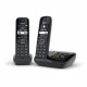 Téléphone Fixe AS690 A Duo Noir - GIGASET - Répondeur 20 min - Mains-libres performant - Affichage ultra-lisible