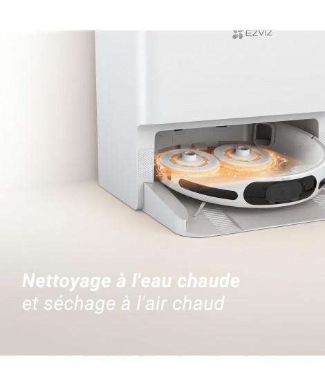 EZVIZ RS20 Pro - Robot Aspirateur avec Serpilliere - Brosse Latérale Surélevée - 7200 Pa - Nettoyage a l'eau Chaude 60°C