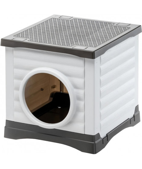 Niche - FERPLAST - PETVILLA 50 - 38,5 x 43 x 38,5 cm -  Blanc / Gris