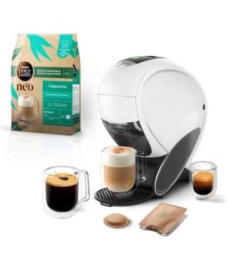 KRUPS Machine a café NESCAFÉ Dolce Gusto, Dosettes compostables, Néo Blanc KP850110
