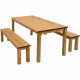 Table de jardin avec 2 bancs en bois FSC - L200xl78xH74 cm