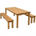 Table de jardin avec 2 bancs en bois FSC - L200xl78xH74 cm