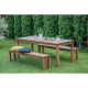 Table de jardin avec 2 bancs en bois FSC - L200xl78xH74 cm