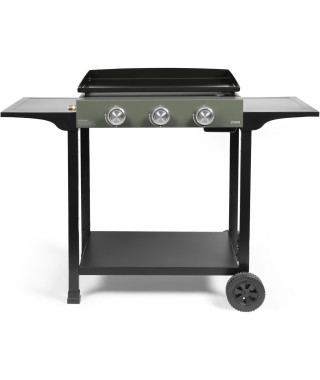 Plancha gaz sur chariot - LIVOO - DOC326 - 3 brûleurs - Vert / Noir