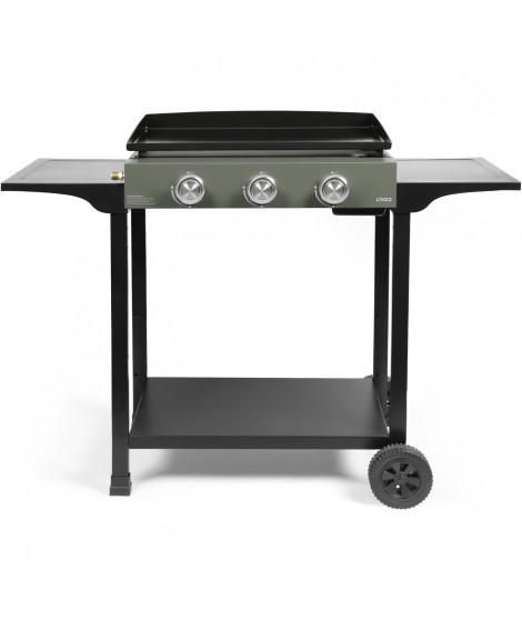 Plancha gaz sur chariot - LIVOO - DOC326 - 3 brûleurs - Vert / Noir