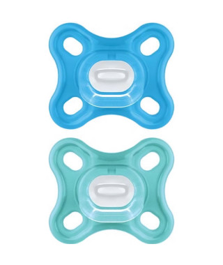 MAM Comfort Sucette Physiologique +0m Bleu Lot de 2 + Boîte de Conservation