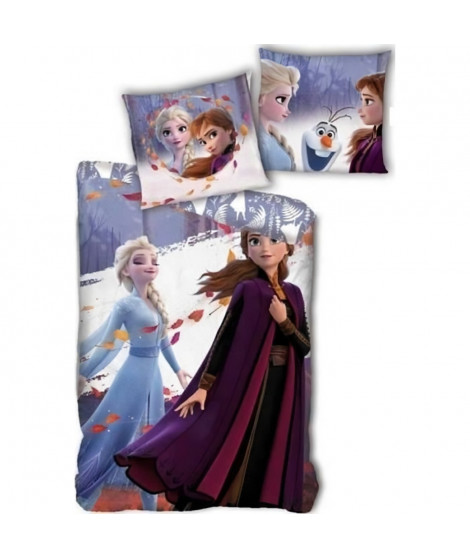 Housse de couette - REINE DES NEIGES 2 - 140x200 cm - Taie 63x63 cm - Microfibre - Lavable en machine