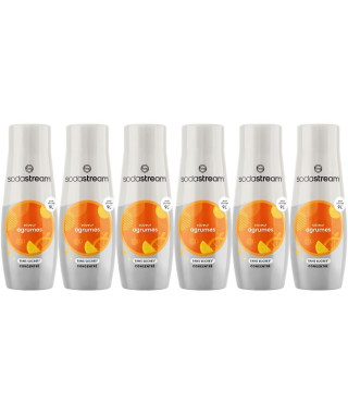 Concentrés SODASTREAM - Lot de 6 concentrés Agrumes sans sucres - Jusqu'a 54L de boissons - 440 ml