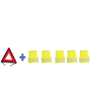 Pack sécurité - HTC EQUIPEMENT - 1 triangle + 5 gilets de sécurité adulte XL