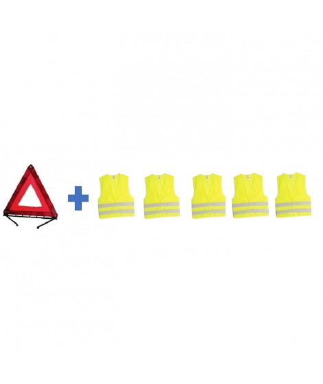 Pack sécurité - HTC EQUIPEMENT - 1 triangle + 5 gilets de sécurité adulte XL