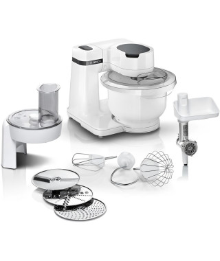 Robot pâtissier BOSCH Serie 2 - 700 W - 4 vitesses - 3,8 L - 3 disques - hachoir a viande - Blanc