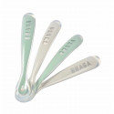 Lot de 4 cuilleres - BEABA - 913553- 1er âge - Silicone - Velvet grey / Sage green