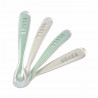 Lot de 4 cuilleres - BEABA - 913553- 1er âge - Silicone - Velvet grey / Sage green