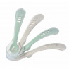 Lot de 4 cuilleres - BEABA - 913555-  2eme âge - Silicone - Velvet grey / Sage green