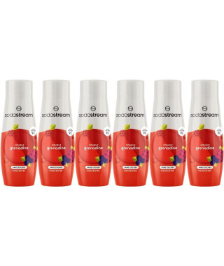 Concentrés SODASTREAM - Lot de 6 concentrés Grenadine sans sucres - Jusqu'a 54L de boissons - 440 ml