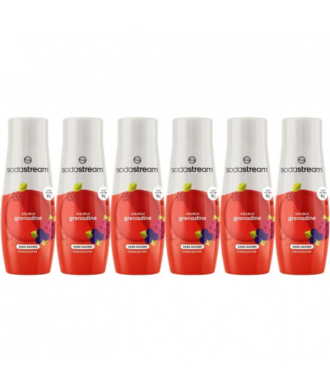 Concentrés SODASTREAM - Lot de 6 concentrés Grenadine sans sucres - Jusqu'a 54L de boissons - 440 ml