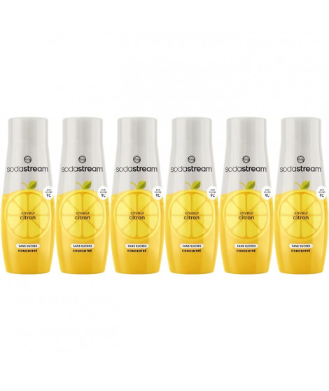 Concentrés SODASTREAM - Lot de 6 concentrés Citron sans sucres - Jusqu'a 54L de boissons - 440 ml