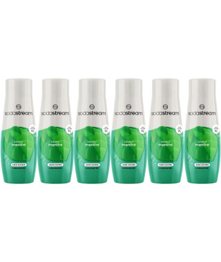 Concentrés SODASTREAM - Lot de 6 concentrés Menthe sans sucres - Jusqu'a 54L de boissons - 440 ml