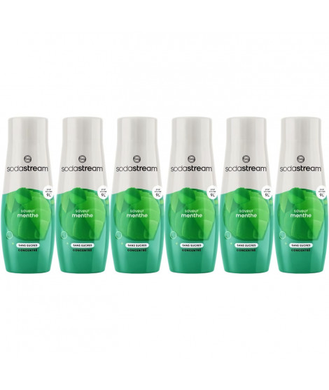 Concentrés SODASTREAM - Lot de 6 concentrés Menthe sans sucres - Jusqu'a 54L de boissons - 440 ml