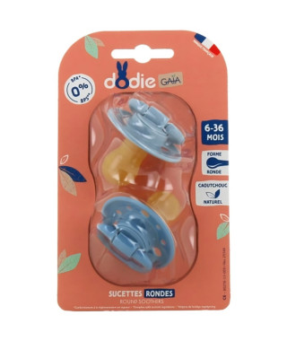 Sucettes-Dodie Gaia Sucettes Rondes 6-36M X2 (Couleur : Bleu)