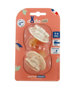 Sucettes-Dodie Gaia Sucettes Rondes 0-6M x2 (Couleur : Beige)