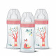 Lot de 3 biberons - DODIE - EB20 - 270 ml - Tétine plate - Rose