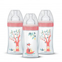Lot de 3 biberons - DODIE - EB20 - 270 ml - Tétine plate - Rose