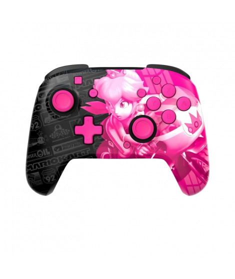 PDP - Manette sans fil Glow pour Nintendo Switch et Switch OLED - Grand Prix Peach - Noir et rose