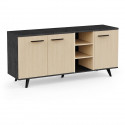 Enfilade Buffet  - KENT - Chene de fil / Sidewalk - 3 portes ouvrantes - 3 niches - L 160,7x l 43,9x H73,3 cm  - DEMEYERE