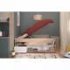 ODYSSEE Lit coffre adulte - 140x190/200 cm - Avec coffre relevable - Décor chene et Blanc - 168,3x66,5x209,5 cm