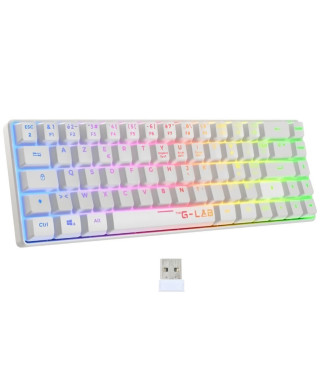 Clavier Gamer - Membrane - The G-Lab - KEYZ HYDROGEN WL - Rétroélairage arc-en-ciel - Sans fil - Semi mécanqiue - Azerty - Blanc