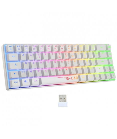 Clavier Gamer - Membrane - The G-Lab - KEYZ HYDROGEN WL - Rétroélairage arc-en-ciel - Sans fil - Semi mécanqiue - Azerty - Blanc