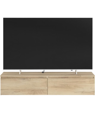 Meuble TV 2 tiroirs a suspendre ou a poser - LEVIATHAN - Décor Chene - 138,5 x 40 x 29 cm - PARISOT