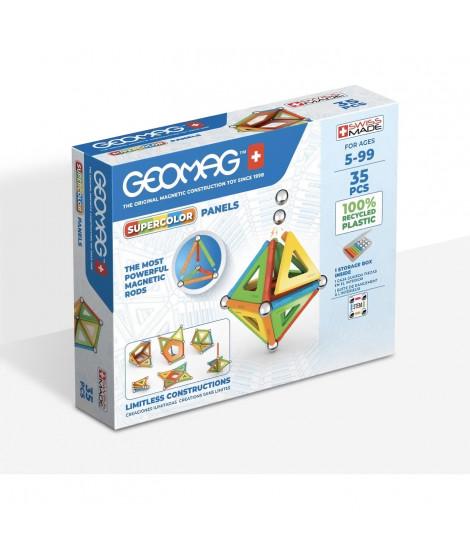 GEOMAG CLASSIC, PANELS SUPERCOLOR 35 pcs, construction magnétique, jeux éducatifs, Jouet pour enfants des 5 ans, GMS01