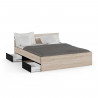Demeyere Lit adulte MICHIGAN - 160 x 200 cm - Mulitiples rangements  - Chene et noir