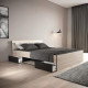 Demeyere Lit adulte MICHIGAN - 160 x 200 cm - Mulitiples rangements  - Chene et noir
