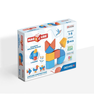 Blocs magnétiques - GEOMAG - Magicube 208 - 9 pieces - Formes variées - Animaux - Plastique recyclé