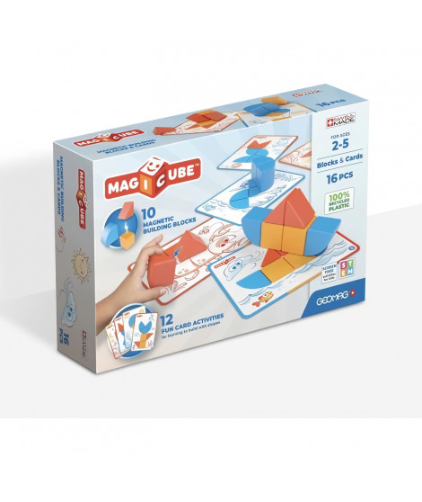 Blocs magnétiques - GEOMAG - Magicube Blocks & Cards - 16 pieces - Éducatif - Plastique recyclé