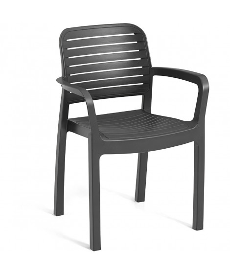 Allibert by KETER - Chloe - lot de 6 fauteuils de jardin - en résine aspect rotin tressé - gris graphite